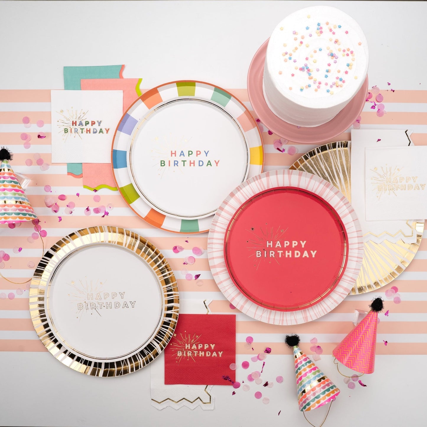 Colorful Happy Birthday Dessert Plates