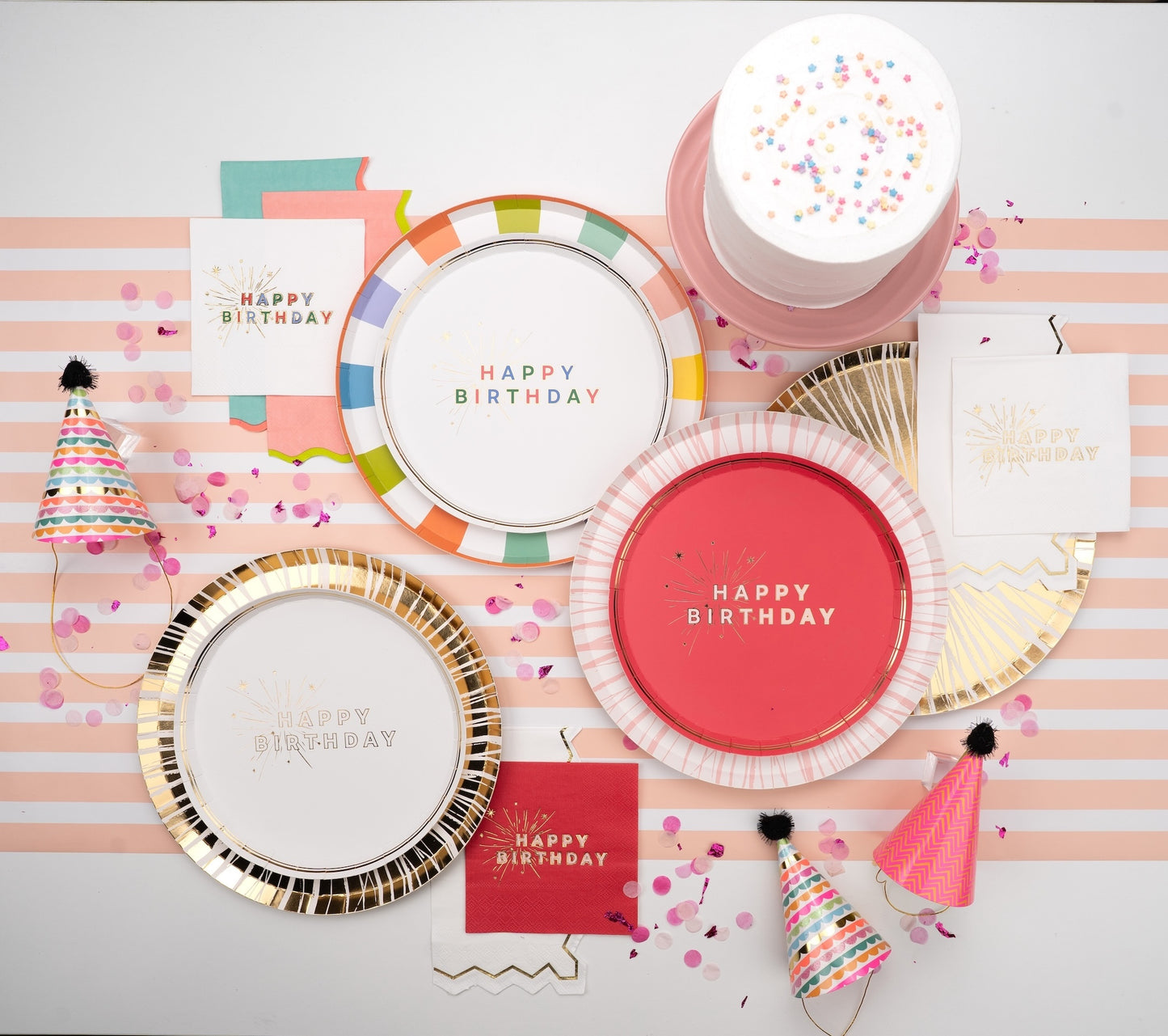 Pink Happy Birthday Dessert Plates