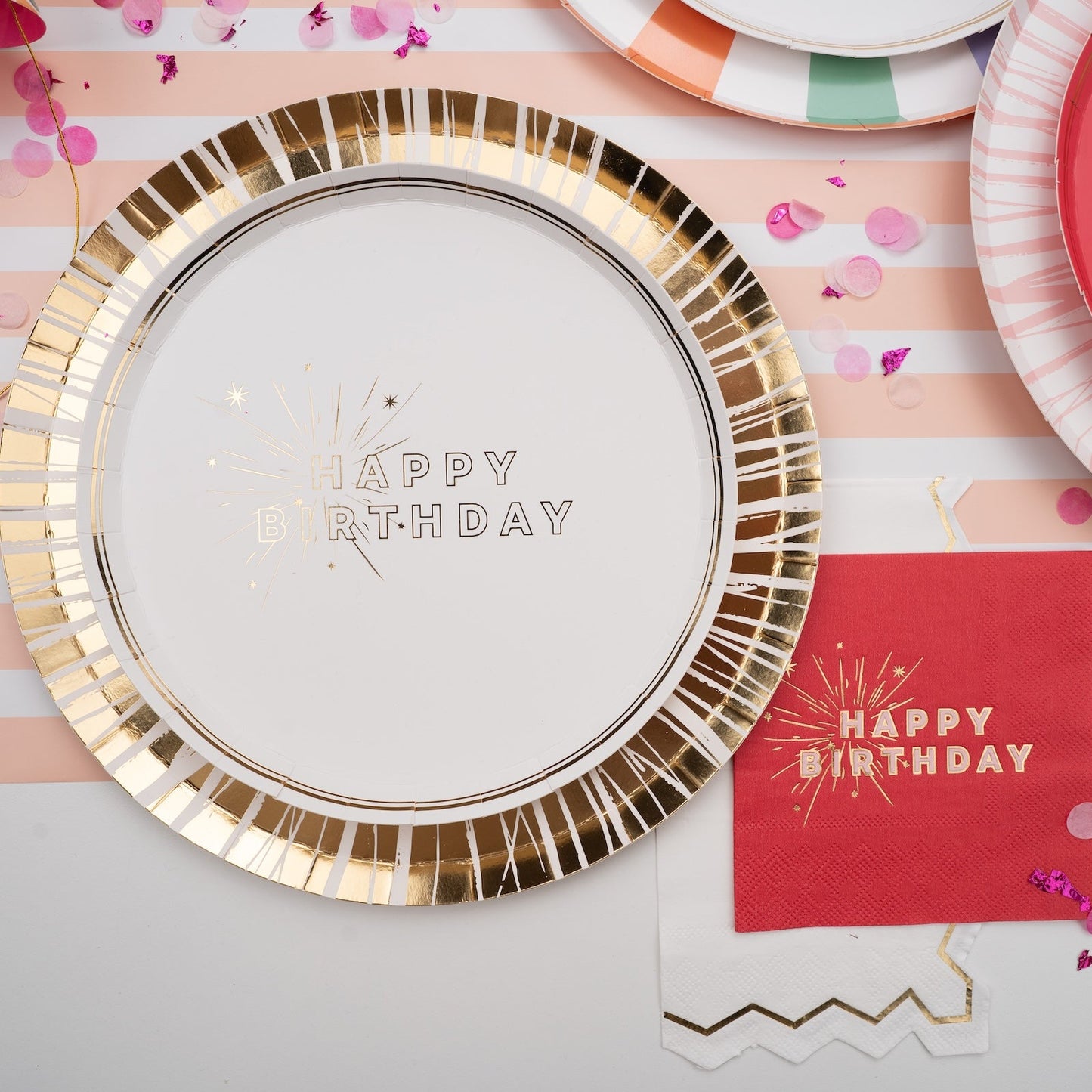White Happy Birthday Dessert Plates