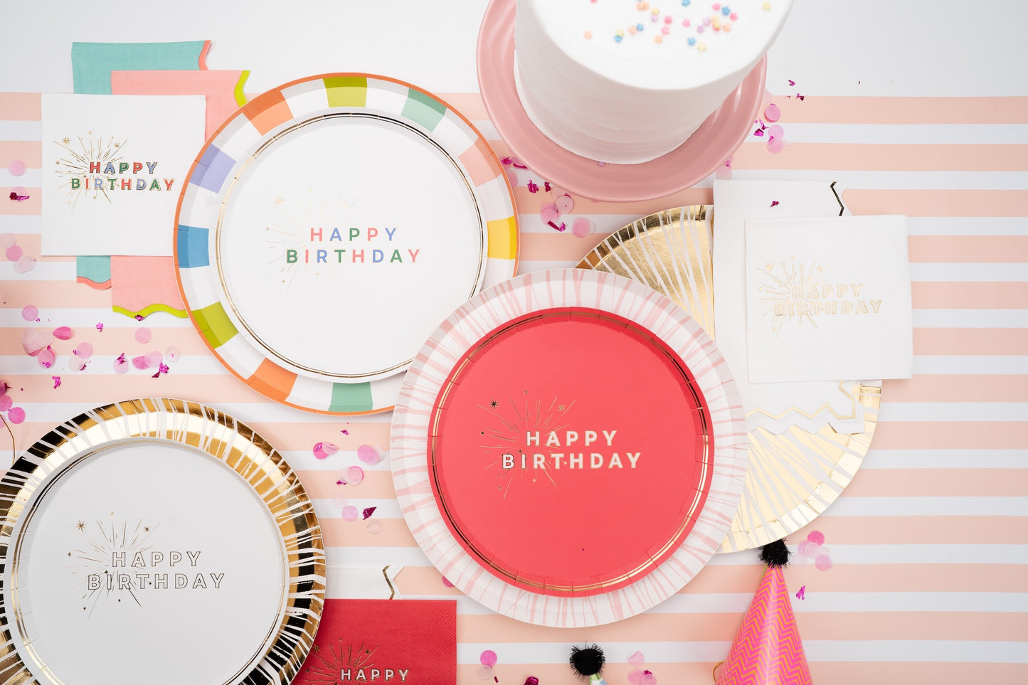 Colorful Happy Birthday Dessert Plates