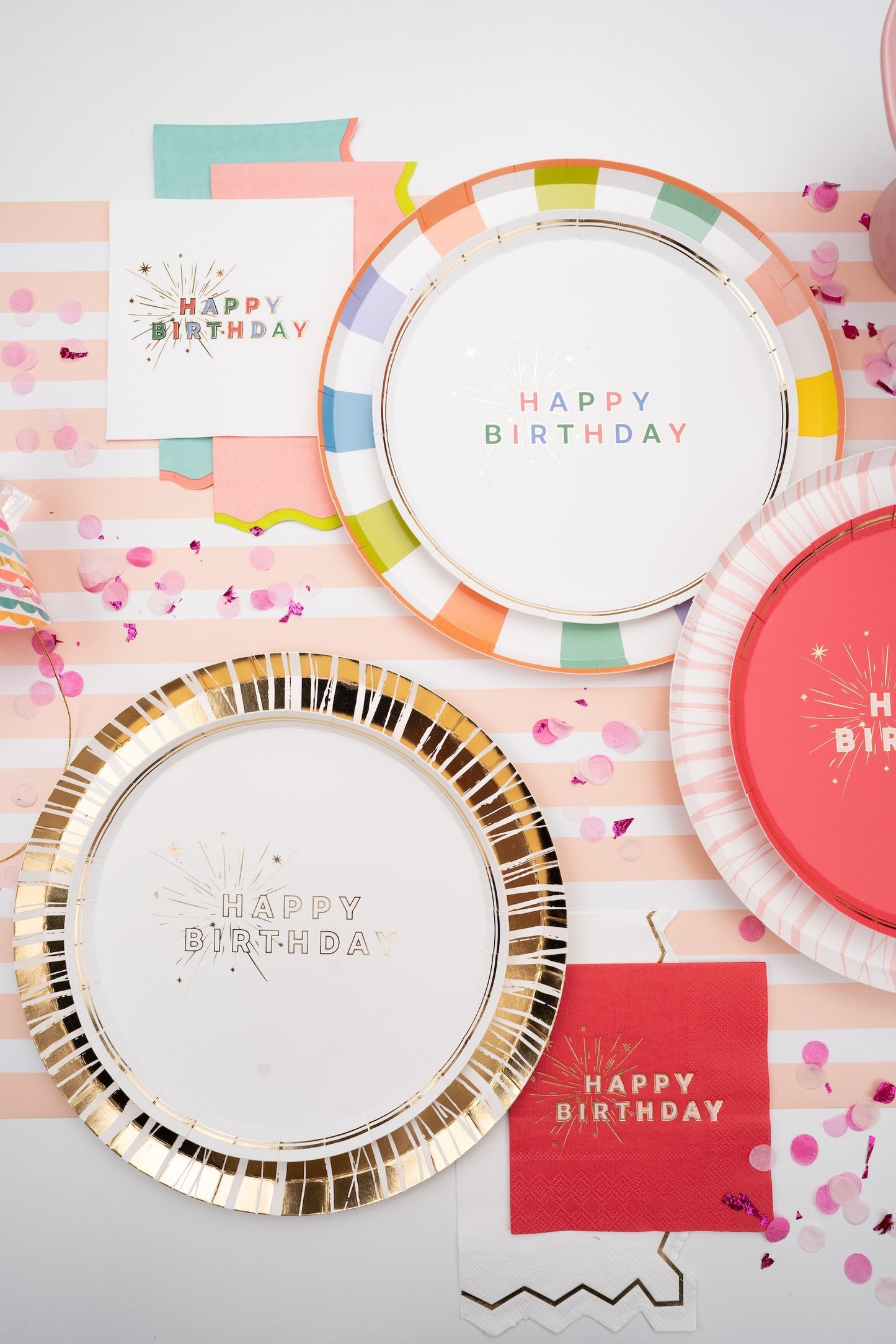 White Happy Birthday Dessert Plates