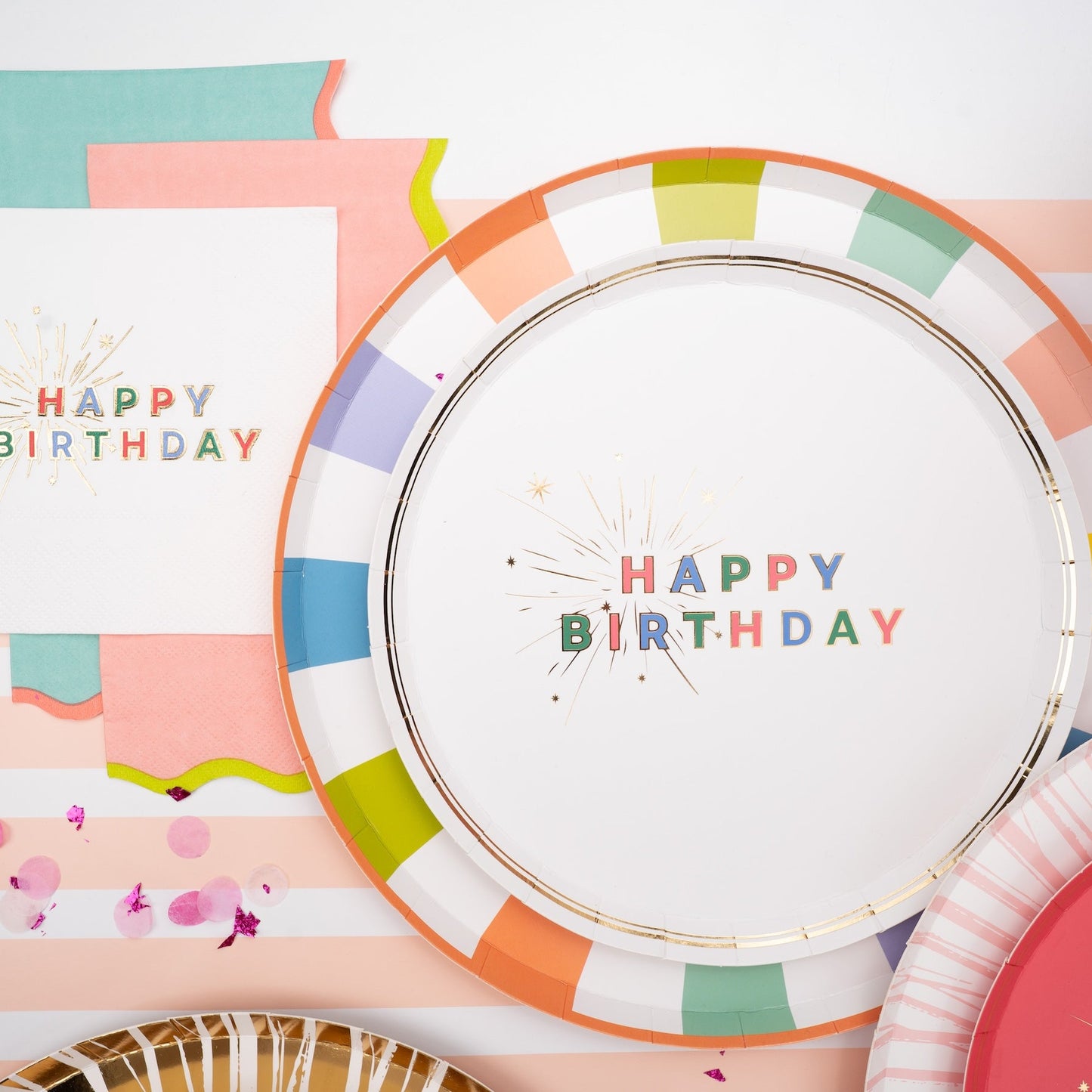 Colorful Happy Birthday Dessert Plates