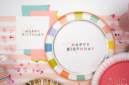 Colorful Happy Birthday Dessert Plates