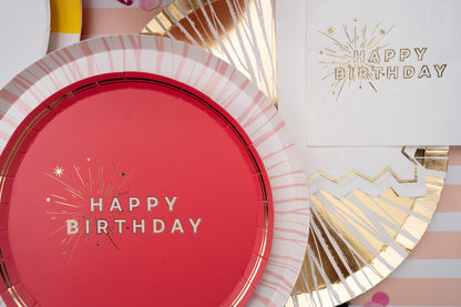Pink Happy Birthday Dessert Plates