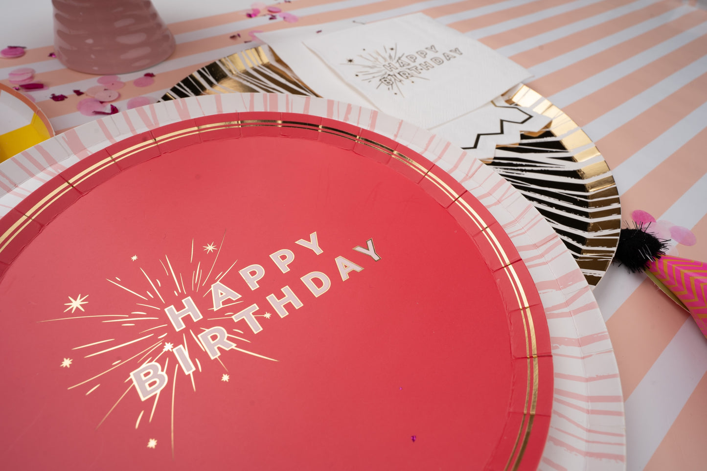 Pink Happy Birthday Dessert Plates