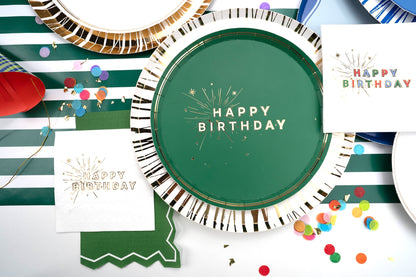 Green Happy Birthday Dessert Plates