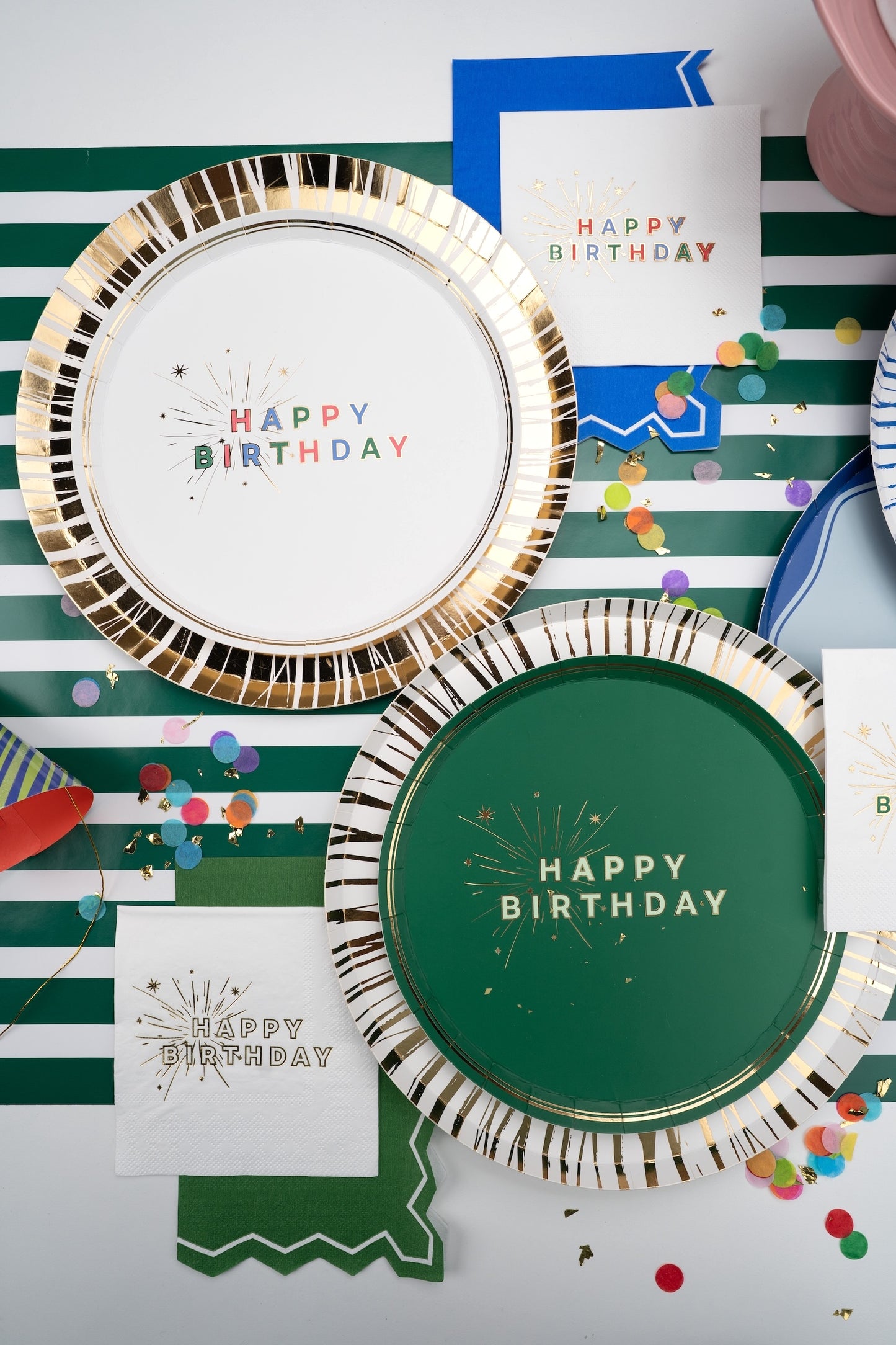 Green Happy Birthday Dessert Plates