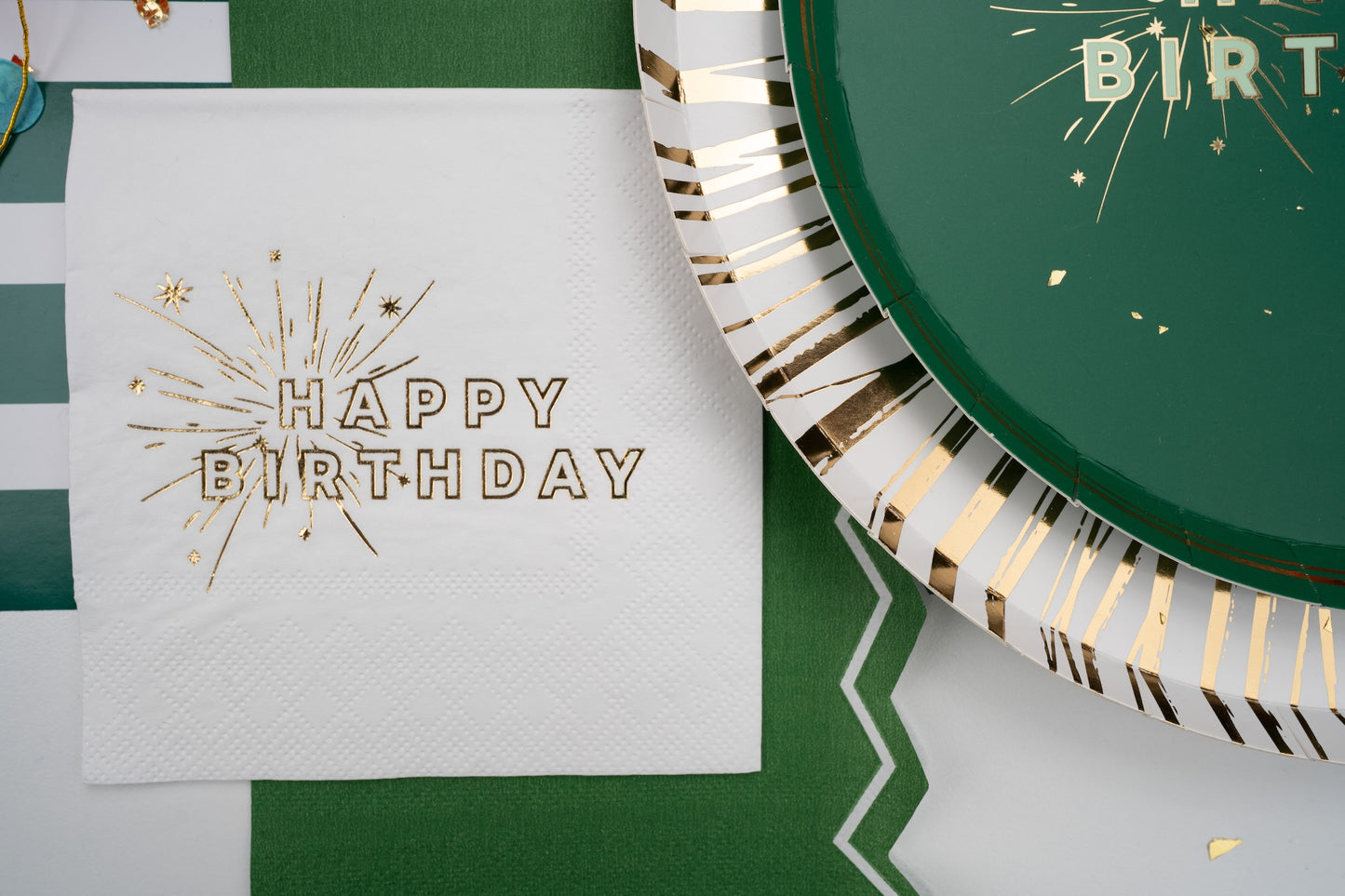 White Happy Birthday Beverage Napkins