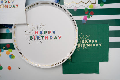Colorful Happy Birthday Dessert Plates