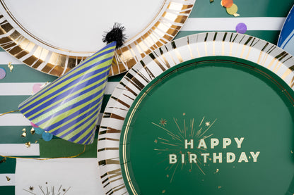 Green Happy Birthday Dessert Plates