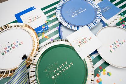 Green Happy Birthday Dessert Plates