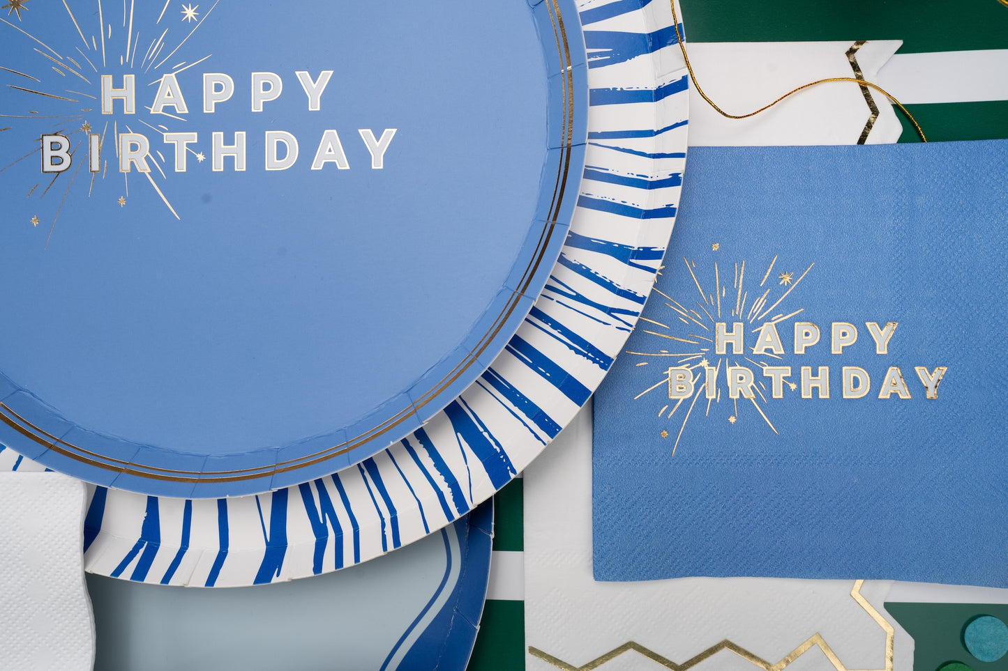 Blue Happy Birthday Dessert Plates