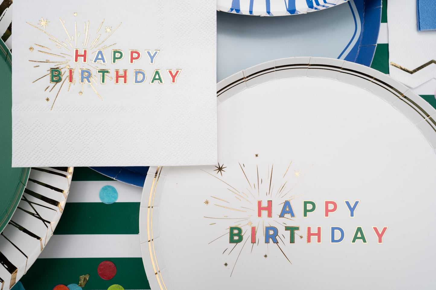 Colorful Happy Birthday Dessert Plates