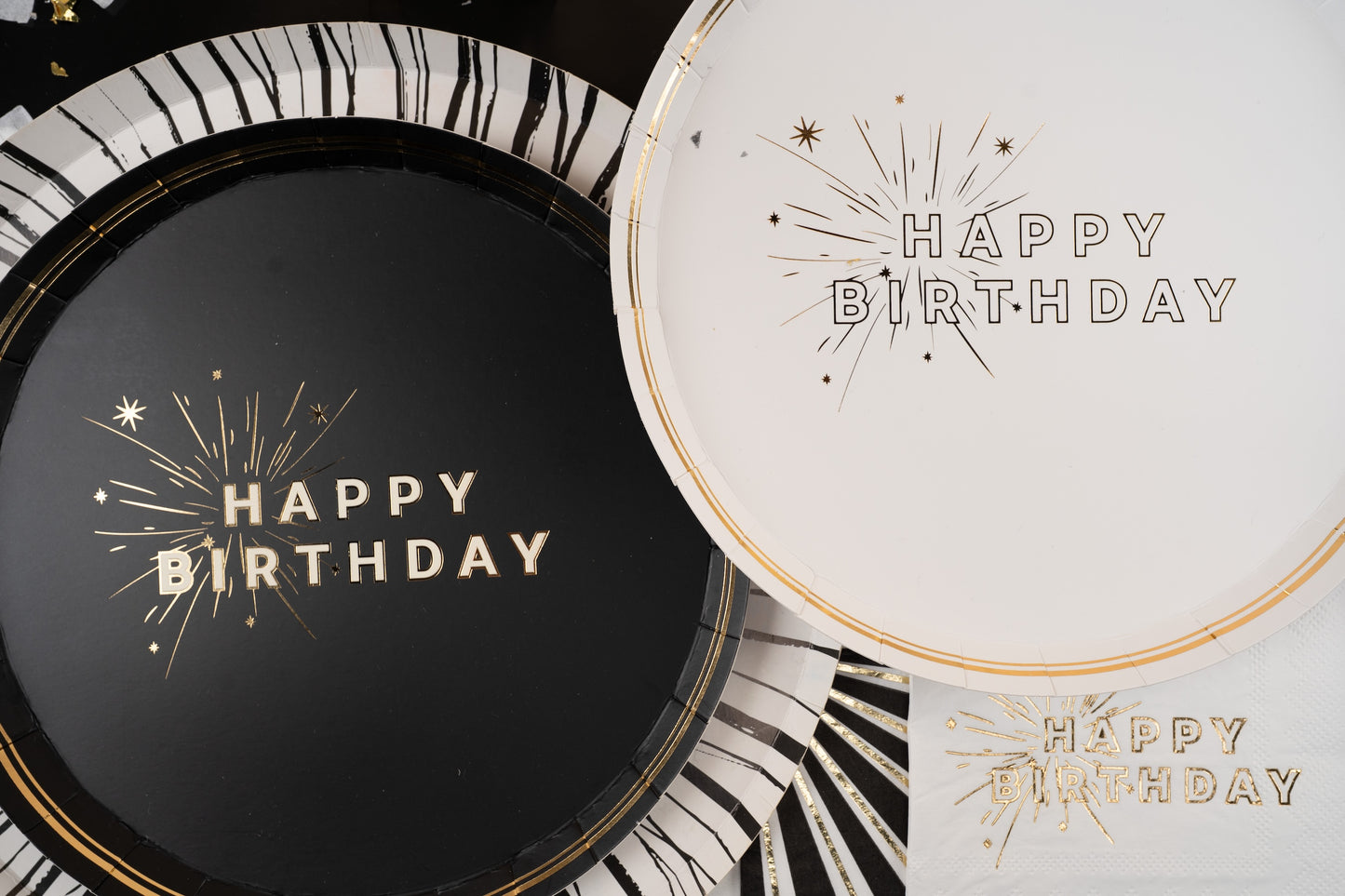 White Happy Birthday Dessert Plates