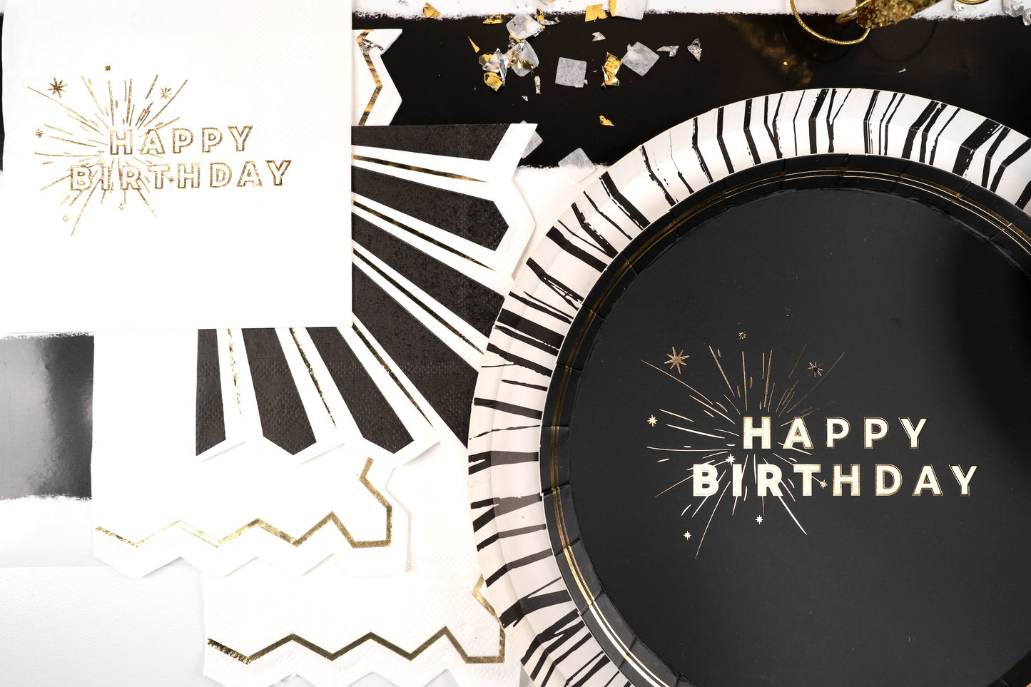 White Happy Birthday Beverage Napkins
