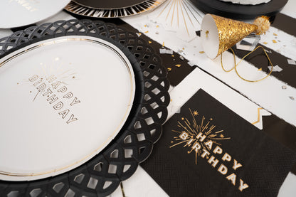 White Happy Birthday Dessert Plates