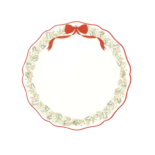 Elegant Holiday Wreath Dinner Plates