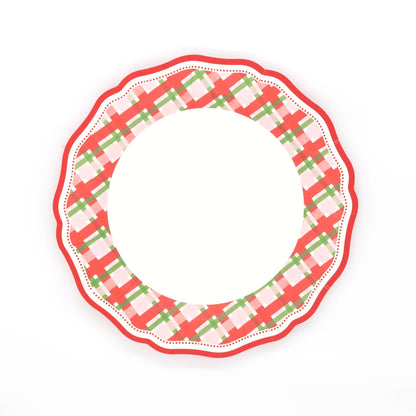 Red Elegant Plaid Dinner Plates