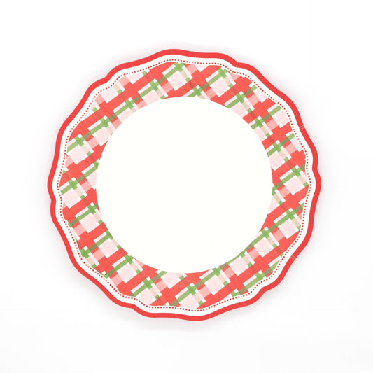 Red Elegant Plaid Dinner Plates
