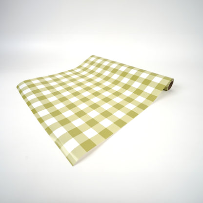 Gingham Olive Paper Table Runner