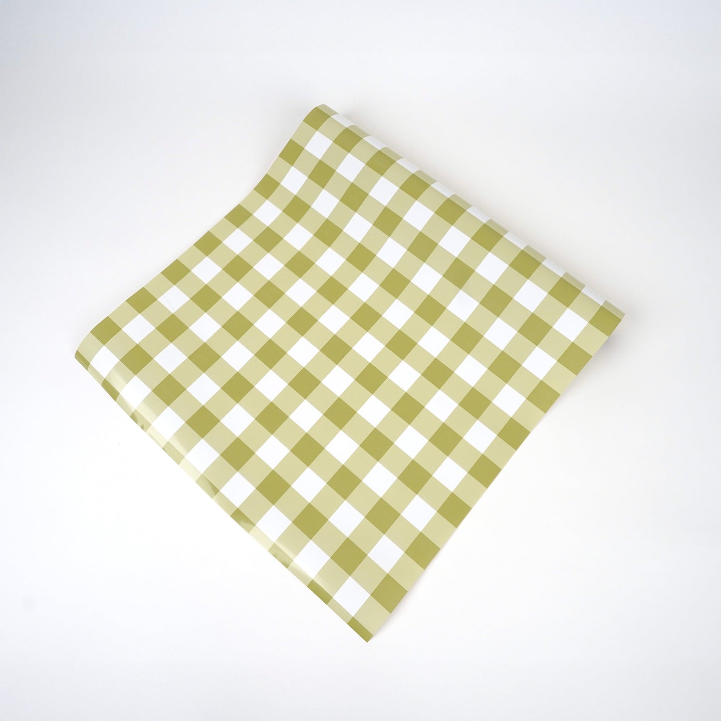 Gingham Olive Paper Table Runner