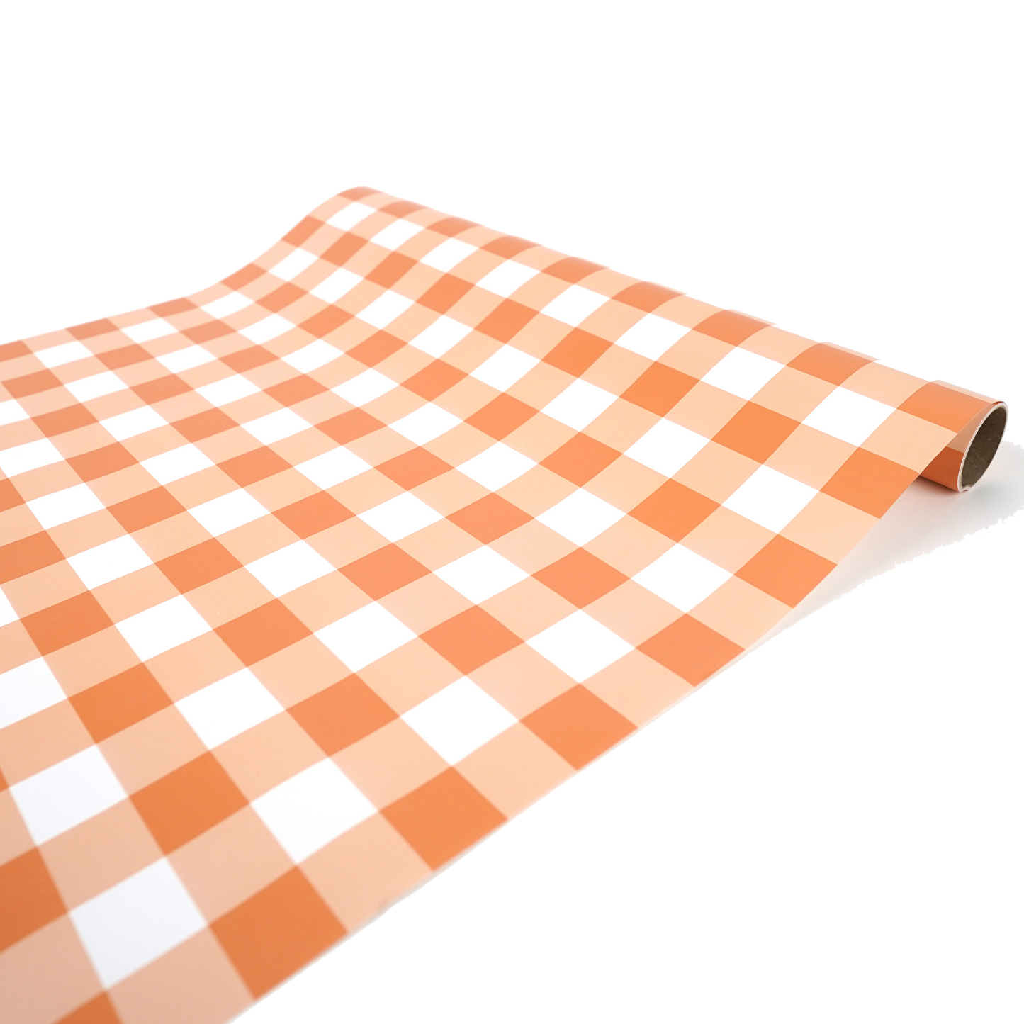 Orange Gingham Paper Table Runner