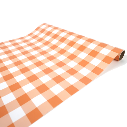 Orange Gingham Paper Table Runner