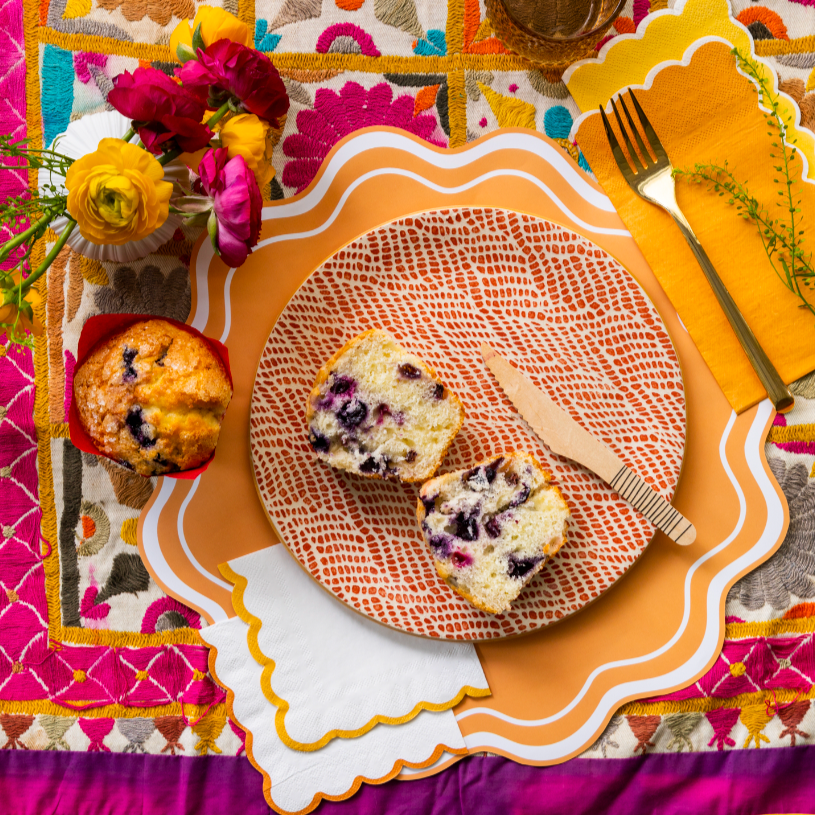 Orange Wavy Scallop Paper Placemats