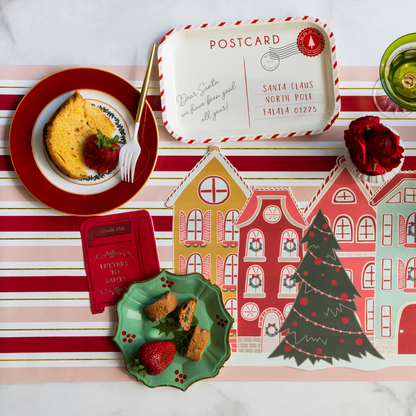 Pink & Red Striped Paper Table Runner