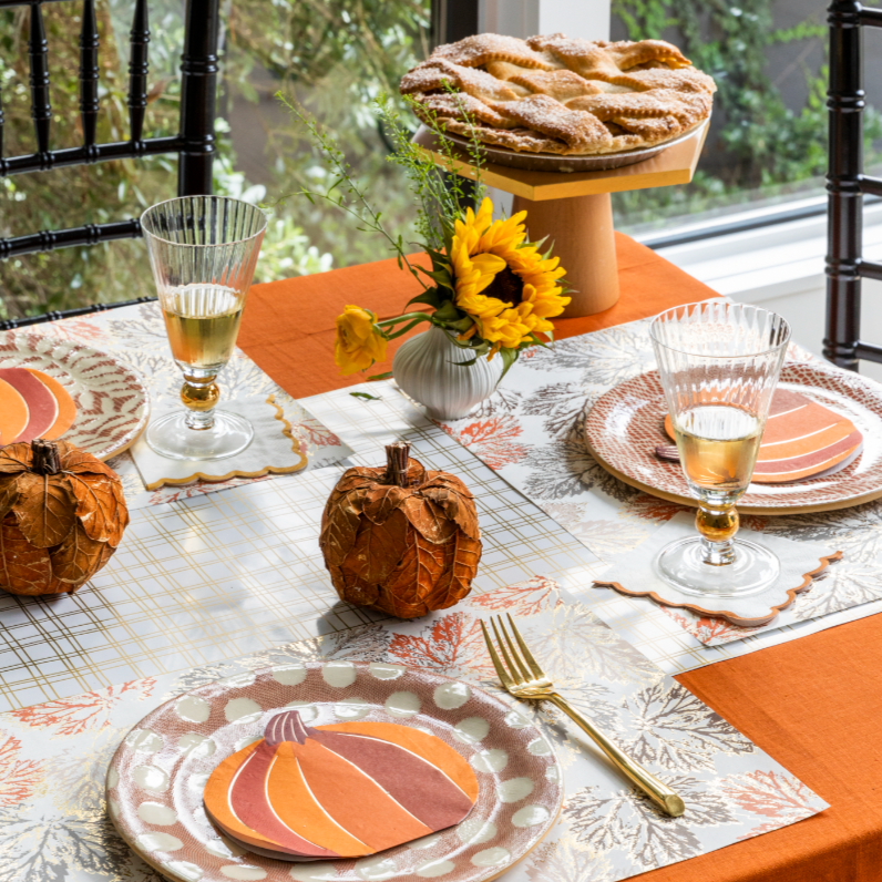 Gold Plaid Paper Table Runner