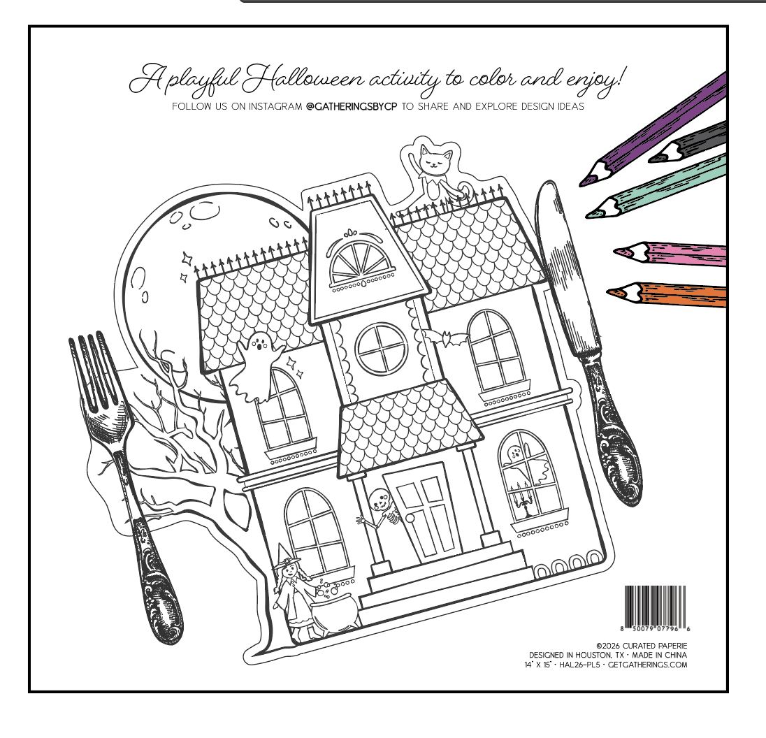 Haunted House Halloween Coloring Placemats