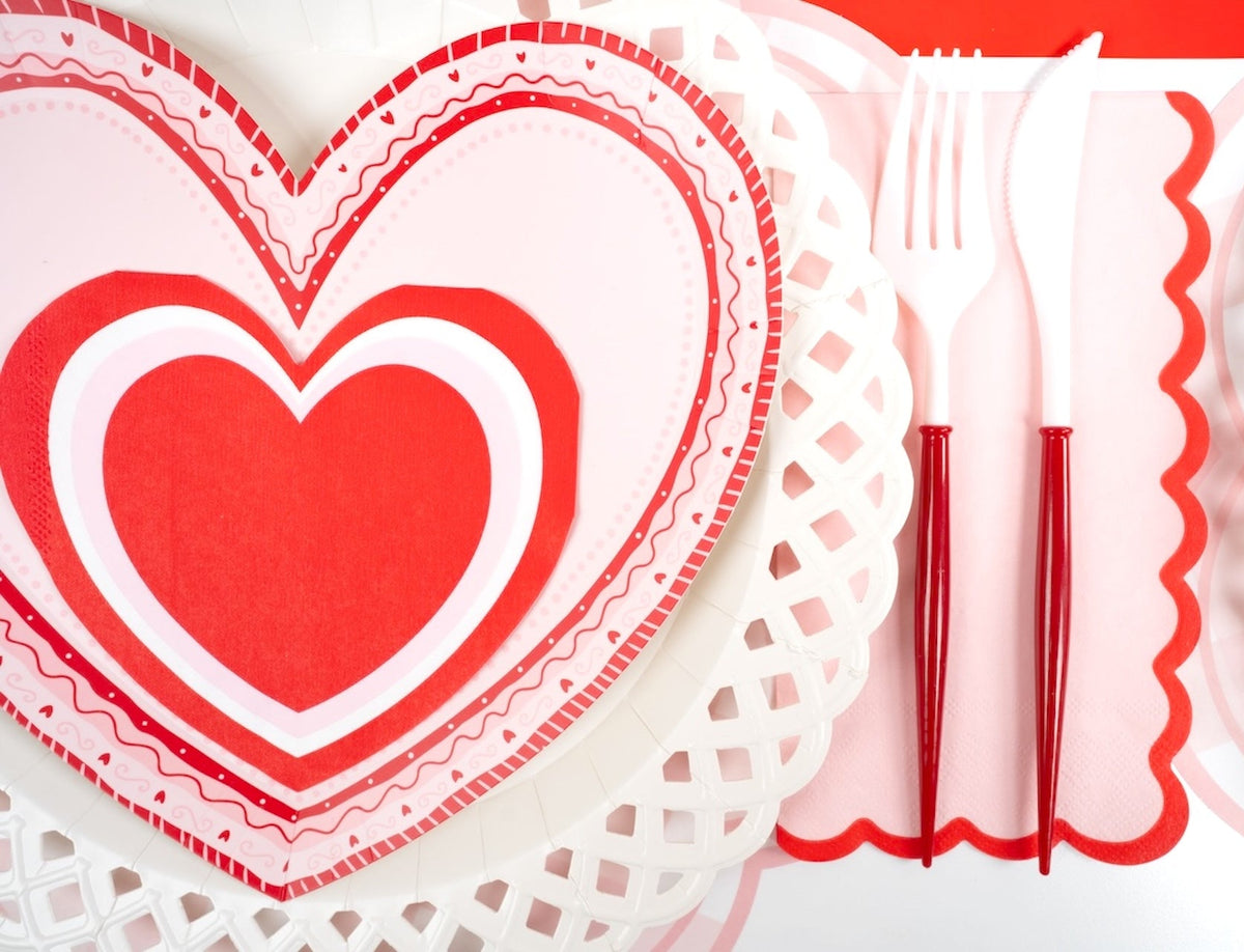 Sweetheart Colorblock Heart Shaped Napkins