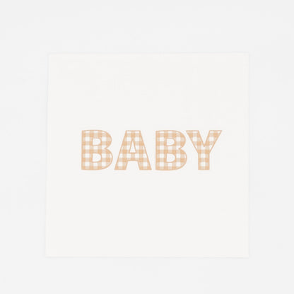 Beige Precious Baby Plaid Cocktail Napkins