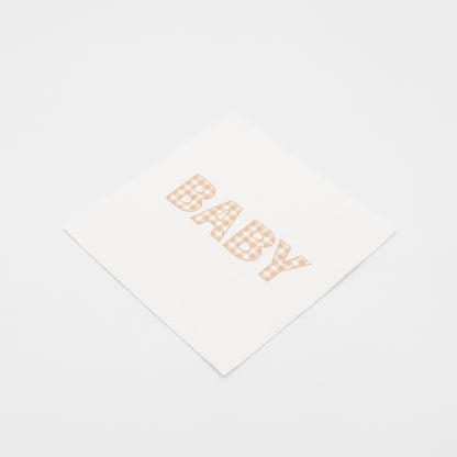 Beige Precious Baby Plaid Cocktail Napkins