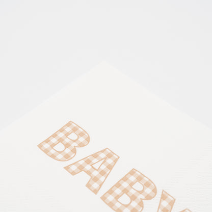 Beige Precious Baby Plaid Cocktail Napkins