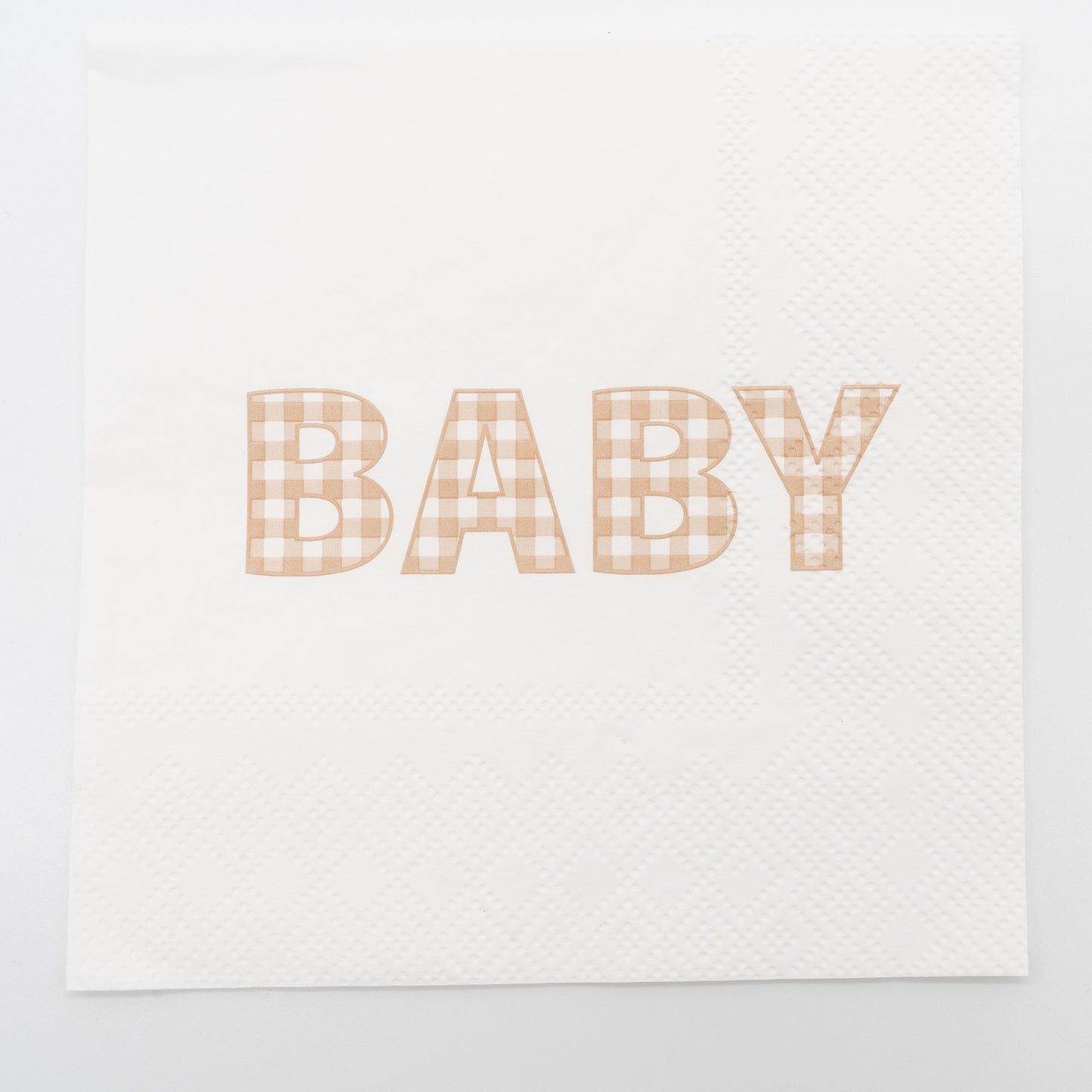 Beige Precious Baby Plaid Cocktail Napkins