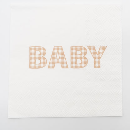Beige Precious Baby Plaid Cocktail Napkins