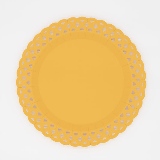 Marigold Yellow Basketweave Dinner Plates