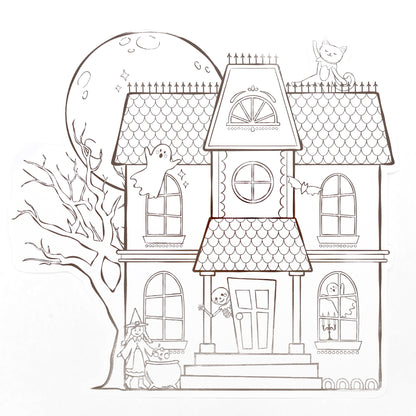 Haunted House Halloween Coloring Placemats