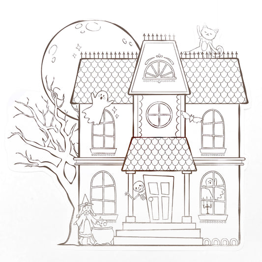Haunted House Halloween Coloring Placemats