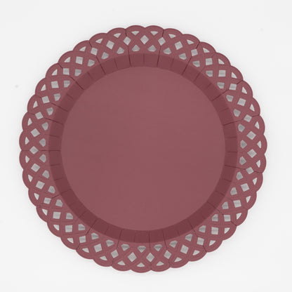 Burgundy Basketweave Dinner Plates