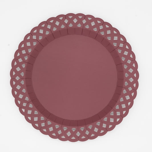Burgundy Basketweave Dinner Plates