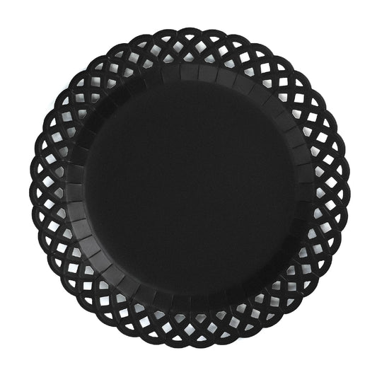 Black Basketweave Dinner Paper Plates