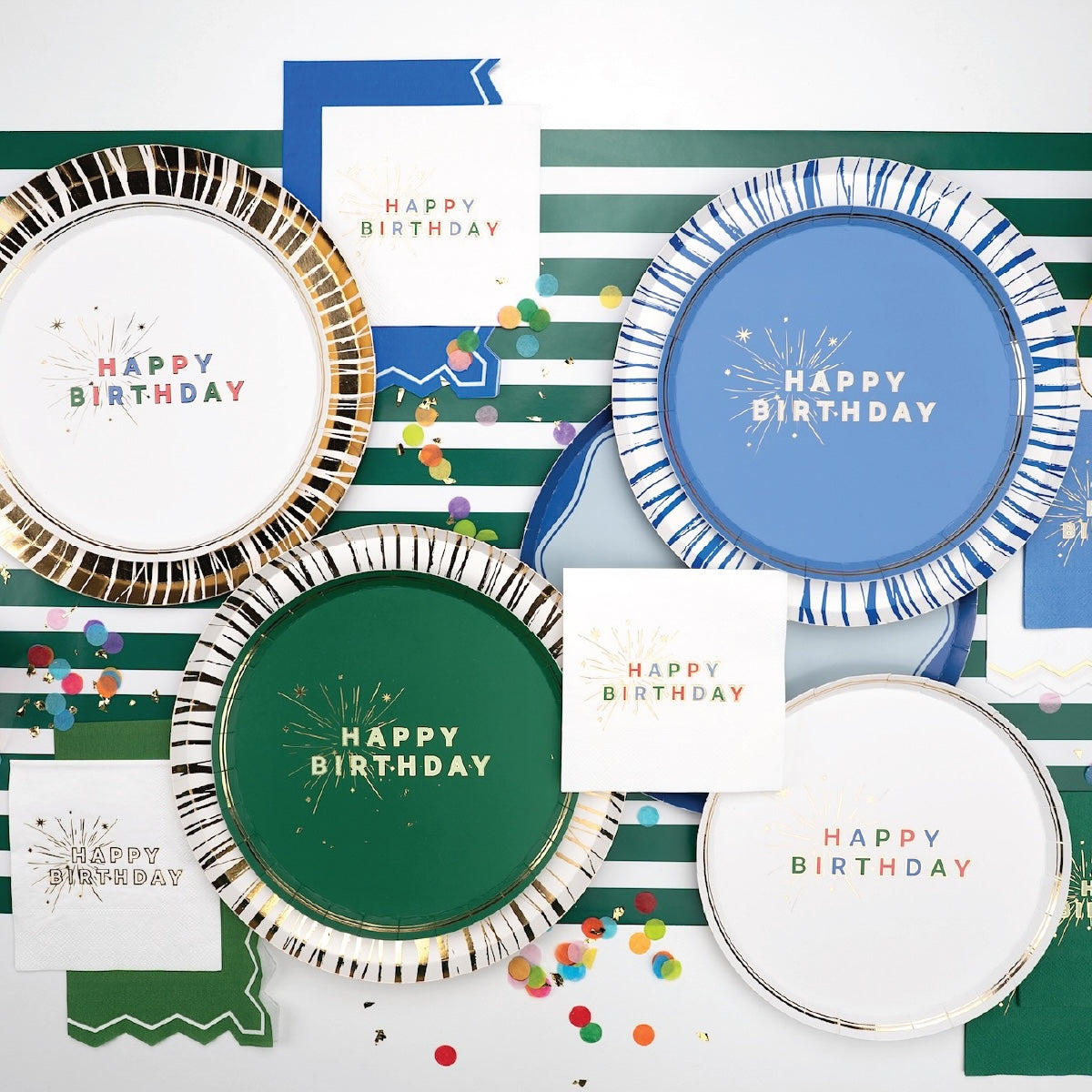 Green Happy Birthday Dessert Plates
