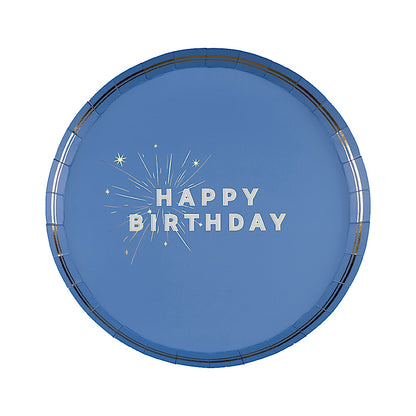 Blue Happy Birthday Dessert Plates