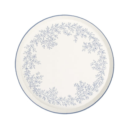Floral Elegance Blue Dessert Plates