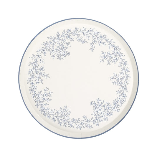 Floral Elegance Blue Dessert Plates