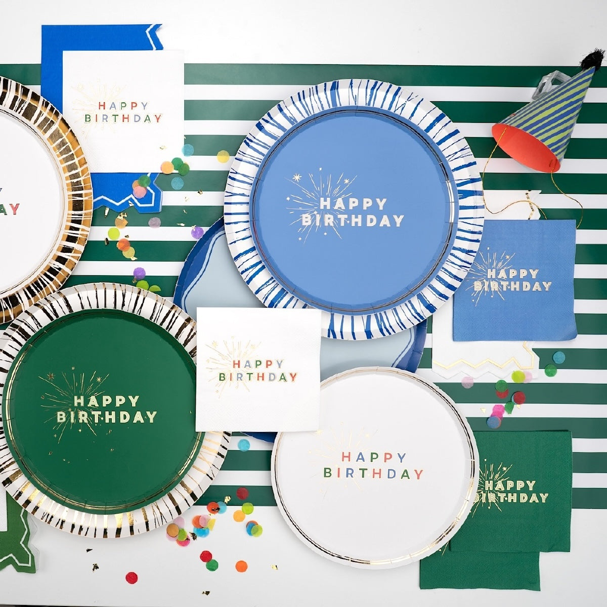 Green Happy Birthday Beverage Napkins