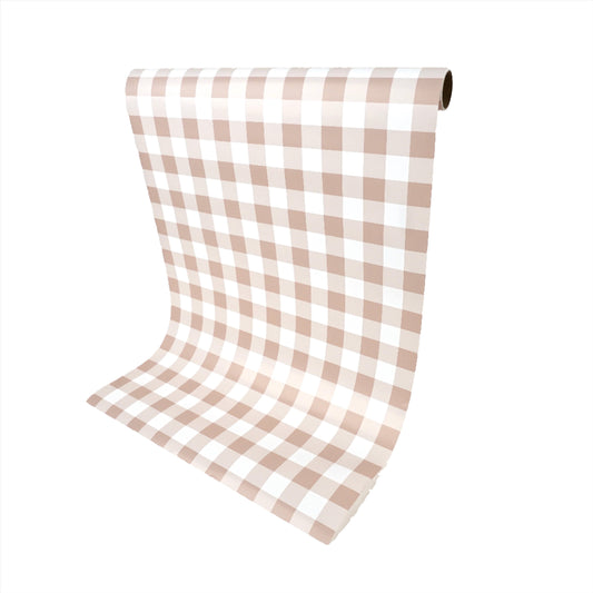 Brown Gingham Paper Table Runner