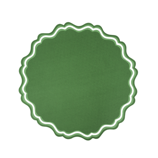 Green Fancy Scallop Paper Placemats